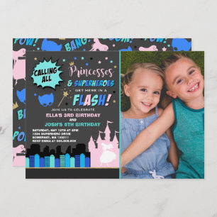 Invitation d'anniversaire de princesse et de super
