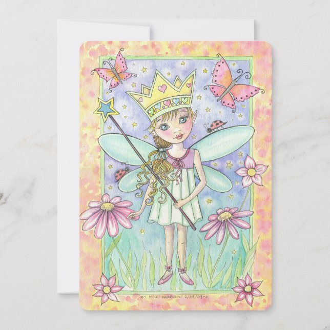 Invitation d'anniversaire de princesse fée pour fi (Devant)