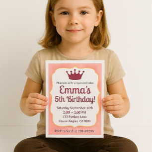 Invitation d'anniversaire de princesse Fête royale