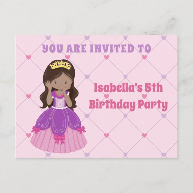 Invitation d'anniversaire de princesse hispanique  (Devant)