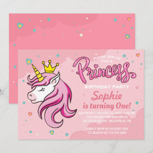 Invitation d'anniversaire de princesse licorne