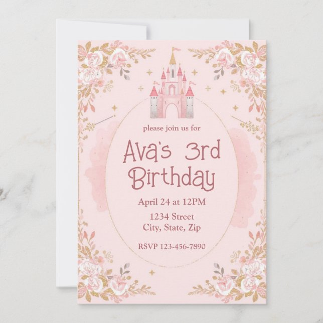 Invitation d'anniversaire de princesse magique | A (Devant)