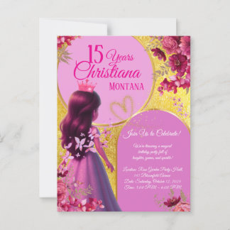 Invitation d'anniversaire de princesse - Nom perso