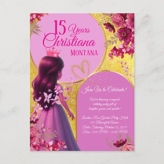 Invitation d'anniversaire de princesse - Nom perso