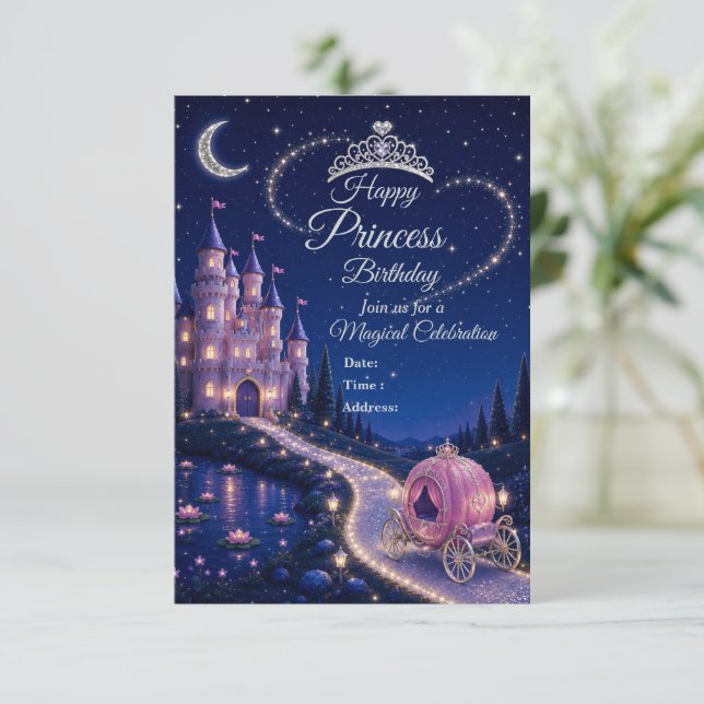 Invitation d'anniversaire de princesse | Partie de (Debout devant)