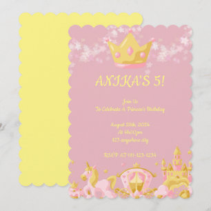 Invitation d'anniversaire de princesse rose