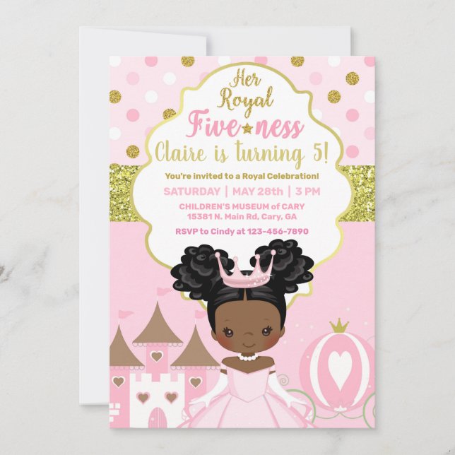 Invitation d'anniversaire de princesse royale pour (Devant)
