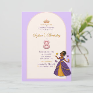 Invitation d'anniversaire de princesse violet et o