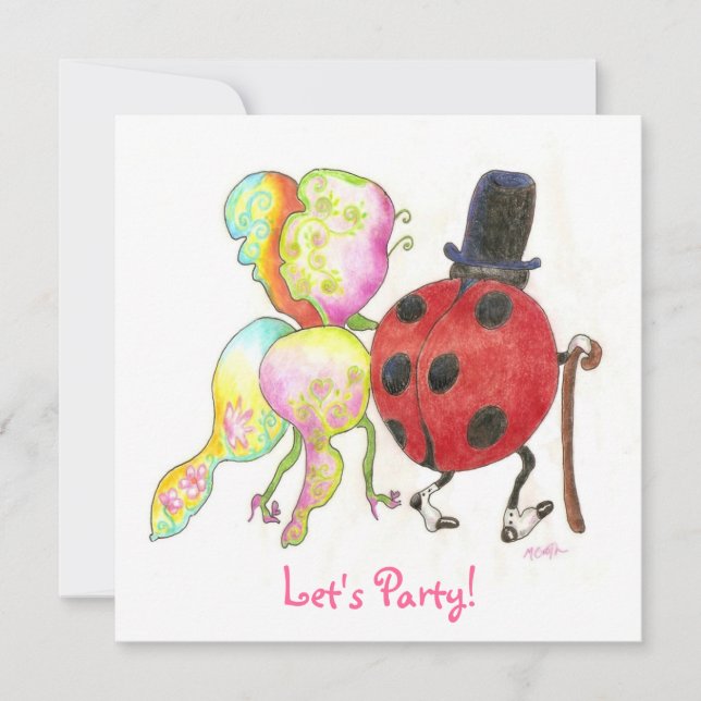 invitation d'anniversaire de punaise (Devant)