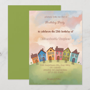 Invitation d'anniversaire de quartier coloré