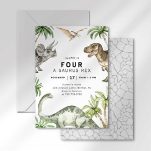 Invitation d'anniversaire de quatre A-Saurus-Rex D