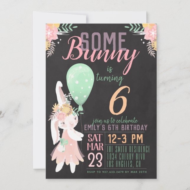 Invitation d'anniversaire de quelques lapins (Devant)