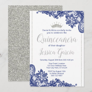 Invitation d'anniversaire de Quinceañera   Bleu et