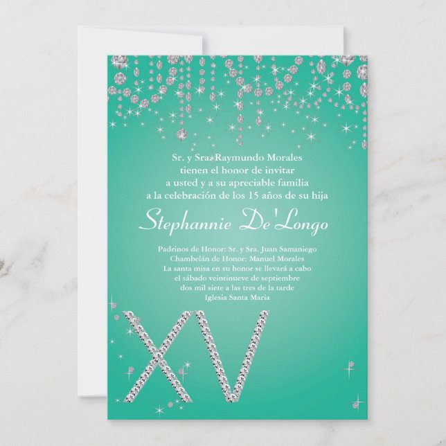 invitation d'anniversaire de Quinceanera de (Devant)