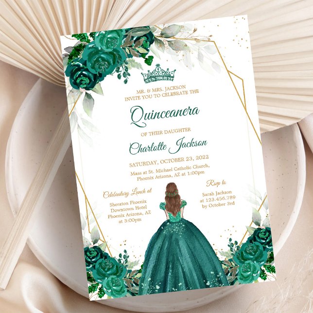 Invitation d'anniversaire de Quinceanera florale v (Créateur téléchargé)