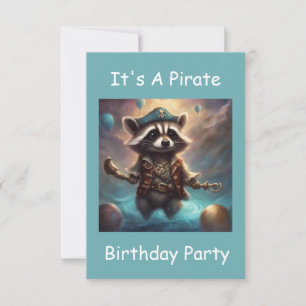 Invitation d'anniversaire de raton pirate fantaisi