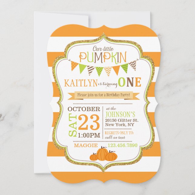 Invitation d'anniversaire de rayures et de (Devant)