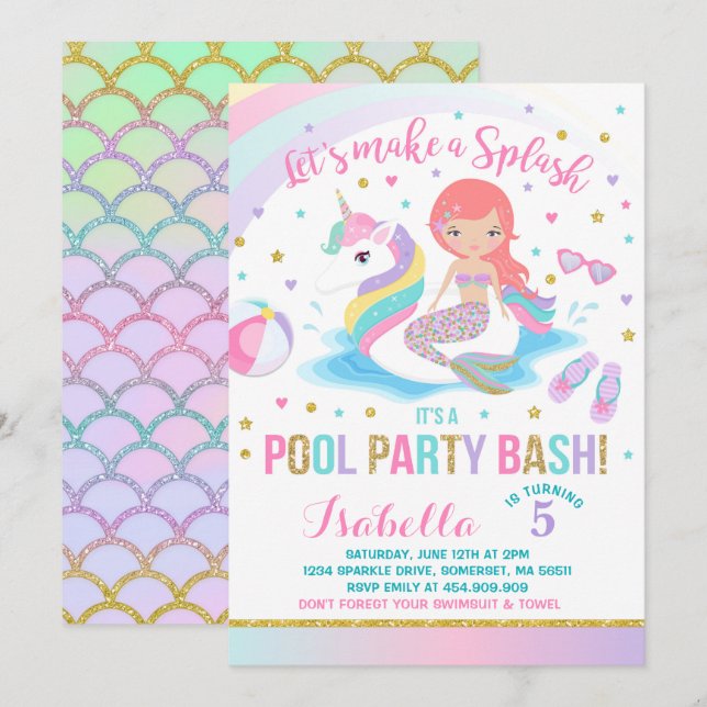 Invitation d'anniversaire de réception au bord de (Devant / Derrière)