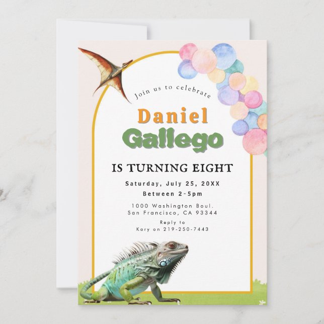 Invitation d'anniversaire de reptile (Devant)