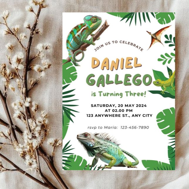 Invitation d'anniversaire de reptile (Créateur téléchargé)
