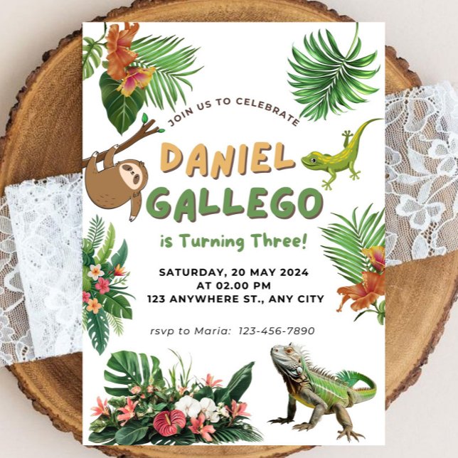 Invitation d'anniversaire de reptile (Créateur téléchargé)