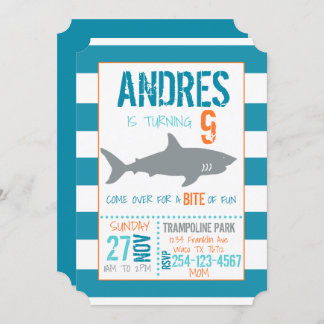Invitation d'anniversaire de requin