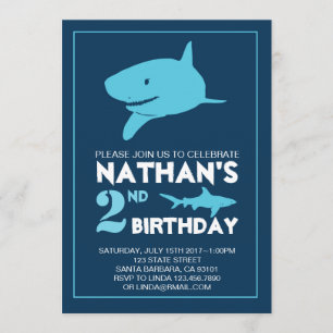 Invitation d'anniversaire de requin pour le garçon