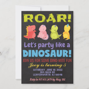 Invitation d'anniversaire de Roar Dinosaur
