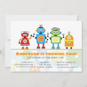 Invitation d'anniversaire de robot