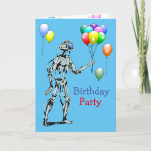 Invitation d'anniversaire de robot avec ballons