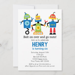 Invitation d'anniversaire de robots