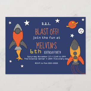 Invitation d'anniversaire de Rocket Ship