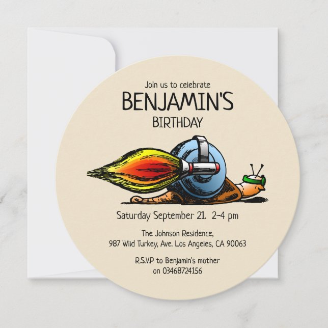 Invitation d'anniversaire de Rocket Snail (Devant)