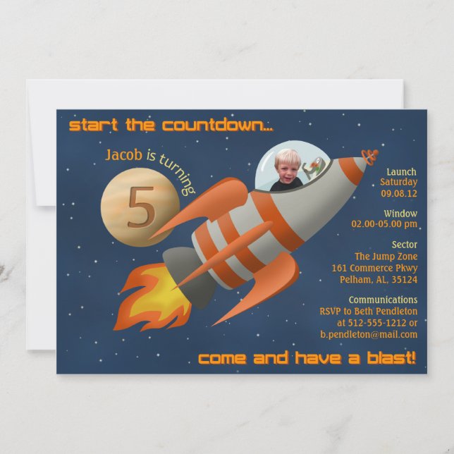 Invitation d'anniversaire de Rocketship (Devant)