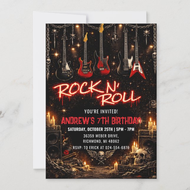 Invitation d'anniversaire de Rockstar personnelle (Devant)