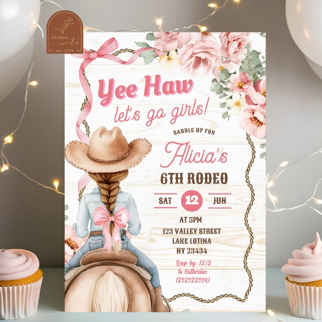 Invitation d'anniversaire de rodéo coquette à ruba (Créateur téléchargé)