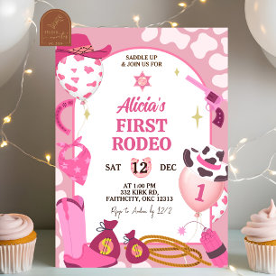 Invitation d'anniversaire de Rodéo de Cowboy Rose