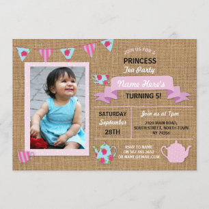 Invitation d'anniversaire de rose de princesse thé
