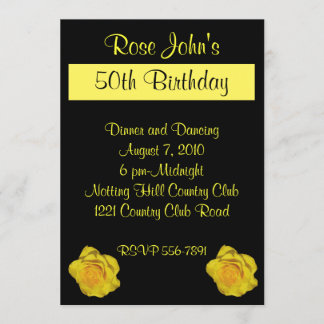 Invitation d'anniversaire de rose jaune