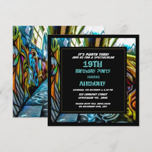Invitation d'anniversaire de route de graffiti