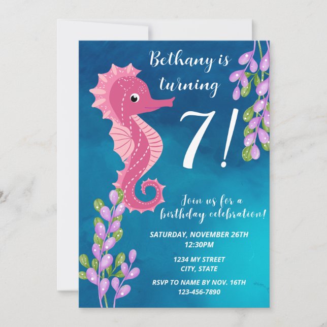 Invitation d'anniversaire de Seahorse (Devant)