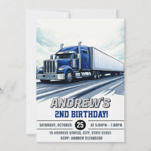 Invitation d'anniversaire de semi-remorque personn