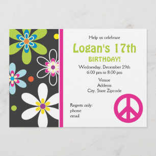 Invitation d'anniversaire de signe de paix - ado