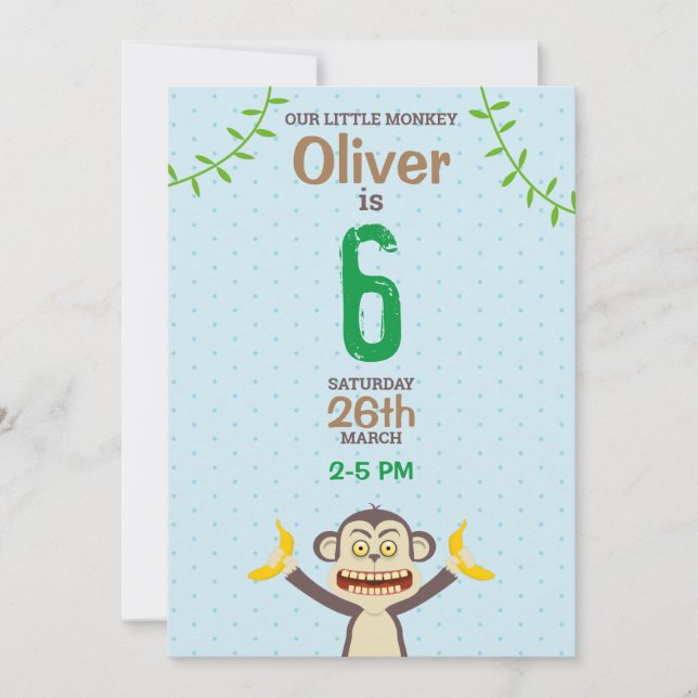 Invitation d'anniversaire de singe (Devant)