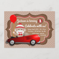 Invitation d'anniversaire de Singe en Chaussette