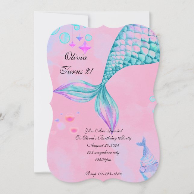 Invitation d'anniversaire de Sirène (Devant)