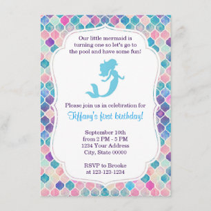 Invitation d'anniversaire de Sirène avec dos