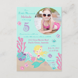Invitation d'anniversaire de sirène blonde