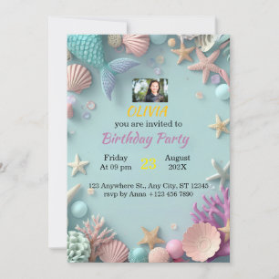 Invitation d'anniversaire de sirène magique   Anni