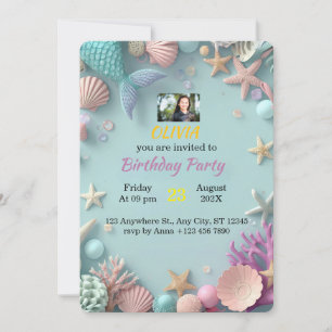 Invitation d'anniversaire de sirène magique Anni